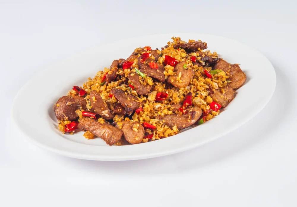 เนื้อเป็ดผัดพริกเกลือ FRIED DUCK WITH CHILLI, GARLIC AND SALT