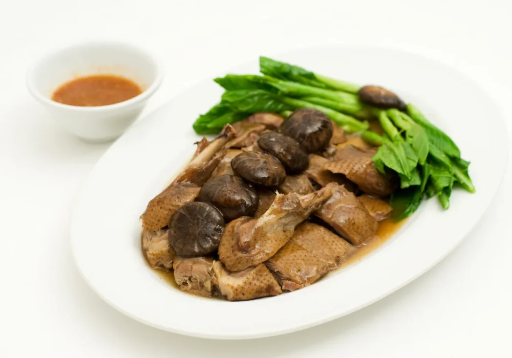เป็ดอบยอดผัก BAKED DUCK WITH VEGETABLE